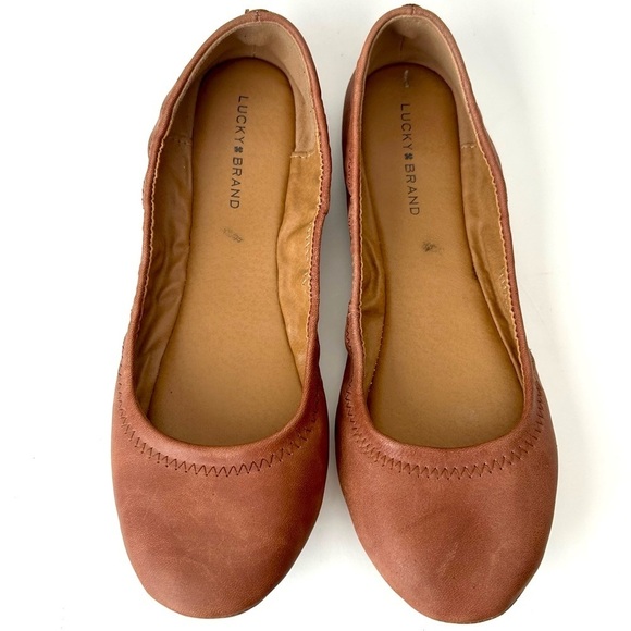 Lucky Brand Cognac Leather Erin Flats Size 8 / 38.5 - Picture 6 of 8